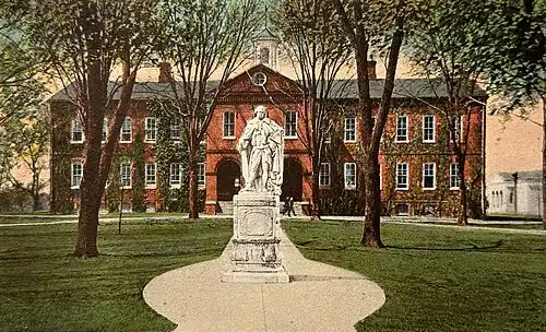 The 1772 statue in the Old College Yard