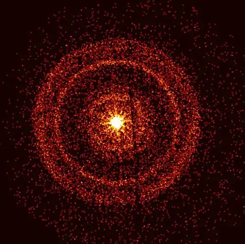 Swift's X-ray image of GRB 221009A shows circular rings around the gamma-ray burst. Dust in the Milky Way scattered the x-ray emission of the gamma-ray burst, creating the rings.[29]
