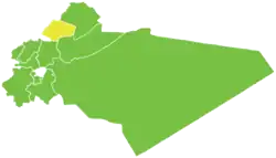 Map of Yabroud District within Rif Dimashq Governorate