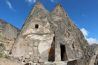 Outside entrance into the Yilanli Kilise, Soğanlı Valley.