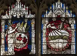 Detail from the east window, depicting the first two days of creation
