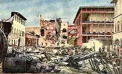 The palace complex following the bombardment