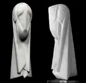 Joseph Csaky, ca 1920, Tête (front and side view), limestone, 60&nbsp;cm, Kröller-Müller Museum, Otterlo, the Netherlands