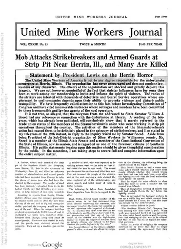 UMW's response, published July 1, 1922