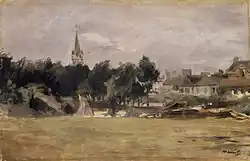 Édouard Manet,  Pejzaż z wiejskim kościołem (po 1870)