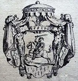 Fragment grafiki herbu Adama Kazimierza Czartoryskiego (XIX w.).