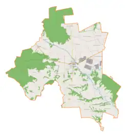 Mapa konturowa gminy Łagów, na dole nieco na prawo znajduje się punkt z opisem „Stara Zbelutka”