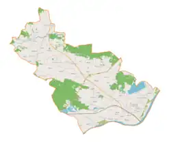 Mapa konturowa gminy Łoniów, po lewej znajduje się punkt z opisem „Piaski”