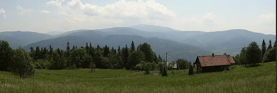 Panorama widokowa spod szczytu Łoska