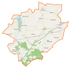 Mapa konturowa gminy Łubowo, u góry nieco na prawo znajduje się punkt z opisem „Rzegnowo”