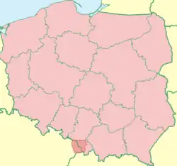 Mapa Śląska Cieszyńskiego
