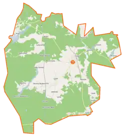 Mapa konturowa gminy Śliwice, na dole znajduje się punkt z opisem „Kamionka”