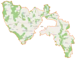 Mapa konturowa gminy wiejskiej Świdwin, po prawej znajduje się punkt z opisem „Kluczkowo”