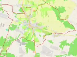 Mapa konturowa Żarnowa, po lewej znajduje się punkt z opisem „Tresta-Wesoła”