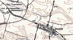 Uwsie oraz kolonia Tryhubowa na polskiej mapie, 1923