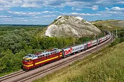 Elektrowóz CzS4Т﻿(inne języki) i wagony pasażerskie Kolei Rosyjskich. Obwód woroneski