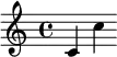 
\relative c' {
  \key c \major
  \time 4/4
  c c'
}
