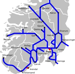 Mapa przebiegu linii kolejowej
