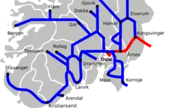 Mapa przebiegu linii kolejowej
