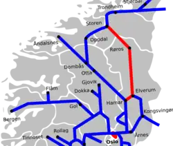 Mapa przebiegu linii kolejowej