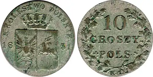 10 groszy polskich 1831 Królestwo Polskie