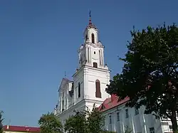 Zwieńczenie wieży kościoła bernardynów w Grodnie