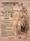 Francuski plakat wyborczy z 1889 roku kandydat Adolf Willette reklamuje się jako „Antysemita” (Candidat Antisémite) i nad leżącym na ziemi Talmudem apeluje do wyborców Le judaïsme, voila l’ennemi! („Judaizm, oto jest nasz wróg!”)