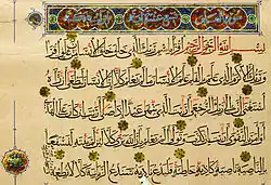 „Strona Koranu, Egipt, 1400-1500. Museum no. 7217-1869” w The Victoria and Albert Museum collection.