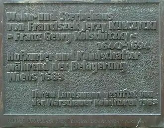 Tablica pamiątkowa w miejscu zamieszkania Jerzego Franciszka Kulczyckiego