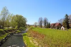 Graniczna rzeka Opawica w Chomiąży (maj 2014)