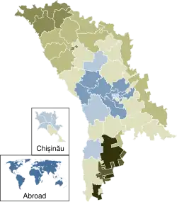 Wyniki referendum dotyczącego członkostwa Mołdawii w UE po rejonach