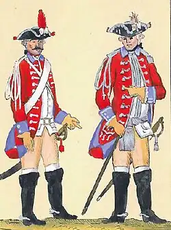 Szeregowy i oficer polskiej Gwardii Konnej Koronnej w mundurzezwykłym, 1775