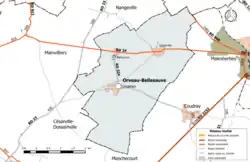Plan dawnej gminy Orveau-Bellesauve