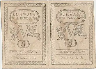 awers podwójne 5 groszy miedziane 1794