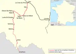 Mapa przebiegu linii kolejowej 664 000