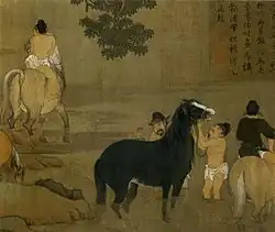 Zhao Mengfu (1254-1322), Kąpiące się konie (fragment)