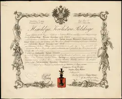 Certyfikat Wojciecha Ostrowskiego herbu Łodzia (1861)