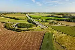 Tymczasowe zakończenie A143 na węźle z drogą B80