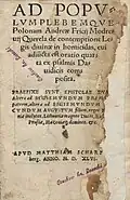 Ad populum plebemque Polonam 1546