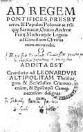 Ad regem pontifices presbyteros et populos Poloniae ac reliquae Sarmatiae 1546
