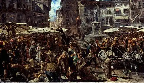 Adolph Menzel, Piazza d’Erbe w Weronie, 1884