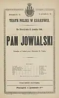 Afisz, Teatr Polski w Krakowie, 1866