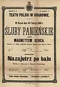 Afisz, Teatr Polski, Kraków, 1868