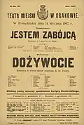 Afisz, Teatr Miejski w Krakowie, 1907
