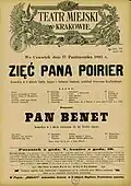 Afisz, Teatr Miejski w Krakowie, 1895