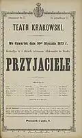Afisz – Kraków, 1873, Teatr Krakowski