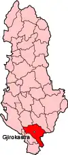 Okręg Gjirokastra na mapie Albanii