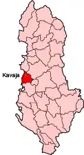 Okręg Kavaja na mapie Albanii