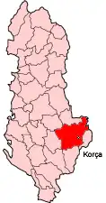 Okręg Korcza na mapie Albanii