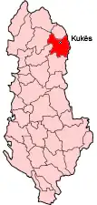 Okręg Kukës na mapie Albanii